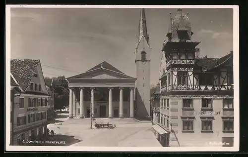 AK Dornbirn, Marktplatz mit Kirchturm