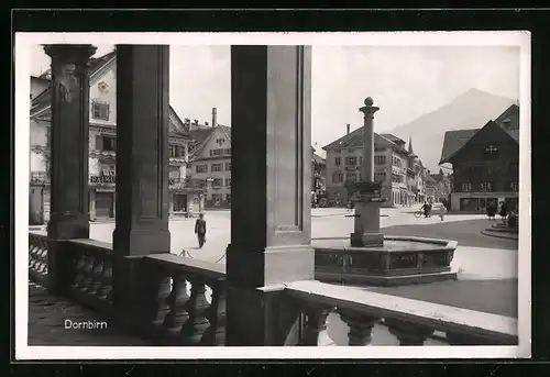 AK Dornbirn, Ortspartie mit Brunnen