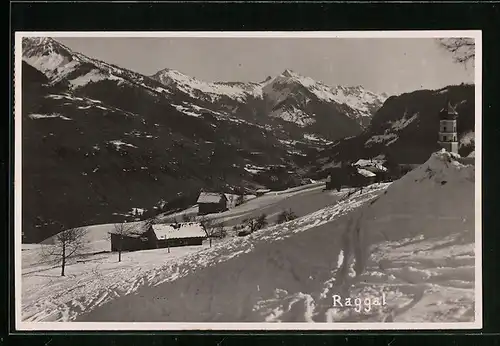 AK Raggal, Ortspartie im Winter