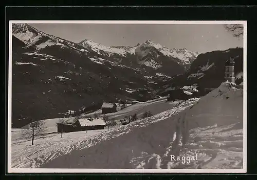 AK Raggal, Ortspartie bei Schnee