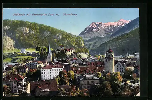 AK Feldkirch, Teilansicht mit Gurtisspitze