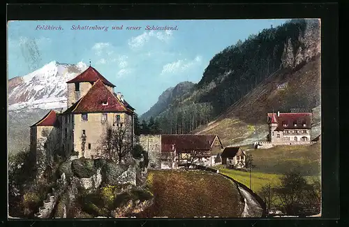 AK Feldkirch, Partie mit Schattenburg und neuem Schiesstand