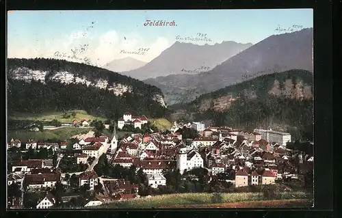 AK Feldkirch, Totalansicht mit Gurtisspitze