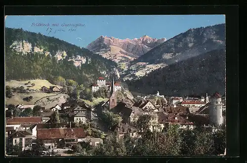 AK Feldkirch, Ortsansicht mit Blick auf Gurtisspitze