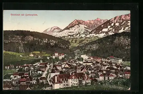 AK Feldkirch, Gesamtansicht mit Gurtisspitze in der Sonne