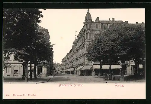 AK Pirna, Dohnaische Strasse mit Geschäften