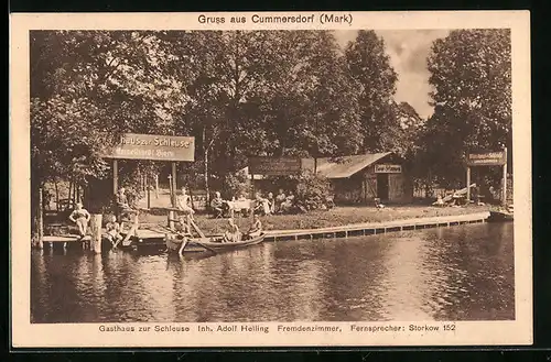 AK Cummersdorf /Mark, Gasthaus zur Schleuse, Inh.: Adolf Heiling