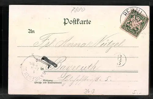 AK Behüt Dich Gott!, Trompeter mit Pferd am Ufer bei Mondschein