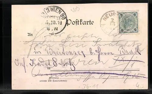 AK Oetscherspitze mit Gipfelkreuz und zwei Wanderern