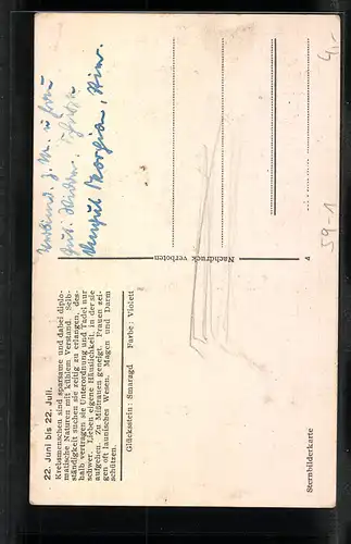 AK Sternzeichen Krebs, Der Krebs in den Sternen wandelt zum Leben...