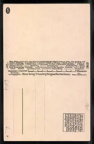 Künstler-AK Chemnitz, Landkarte mit Limbach, Pfaffenhain und Schönau