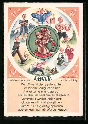 AK Charakterisierung des Sternzeichens Löwe mit Illustrationen