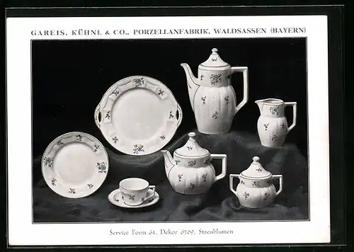 AK Waldsassen /Bayern, Porzellanfabrik Gareis Kühnl & Co., Service Form 64