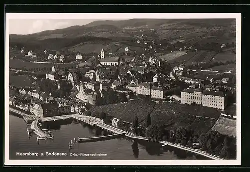 AK Meersburg a. Bodensee, Ortspartie mit Hafen