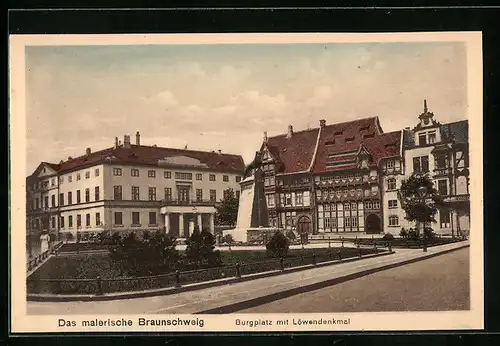 AK Braunschweig, Burgplatz mit Löwendenkmal