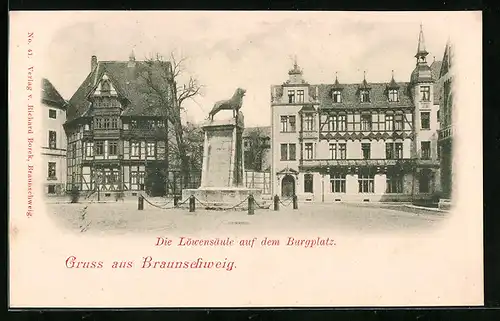 AK Braunschweig, Die Löwensäule auf dem Burgplatz