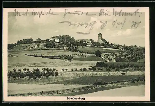 AK Nicolausberg, Ortspartie mit Blick auf die Kirche