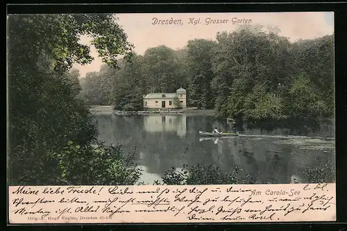 AK Dresden, Kgl. Grosser Garten, Am Carola-See
