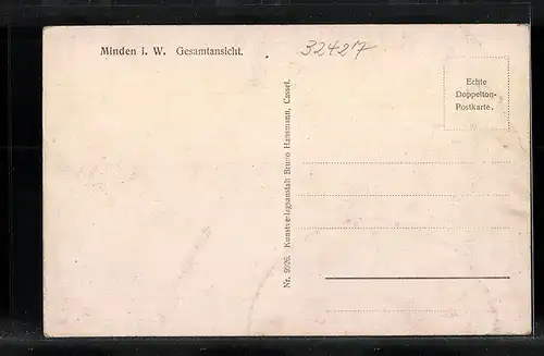 AK Minden i. W., Gesamtansicht mit Brücke