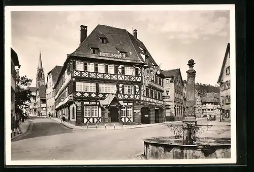 AK Nagold /Schwarzwald, Strassenpartie am Hotel Post