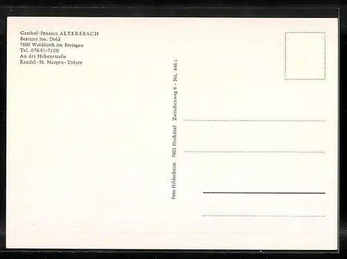 AK Waldkirch im Breisgau, Gasthof-Pension Altersbach, An der Höhenstrasse