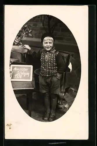 Foto-AK Junge zum Schulanfang 1931