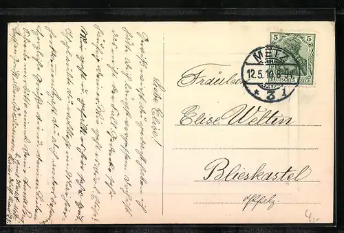 AK Metz, Flusspartie an den Römischen Bädern