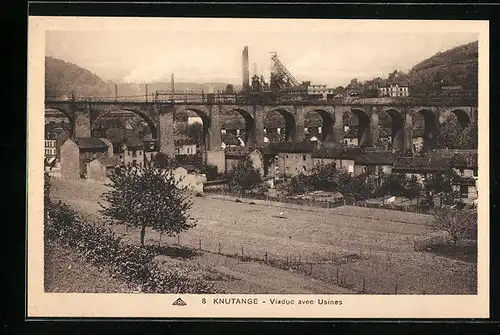 AK Knutange, Viaduc avec Usines