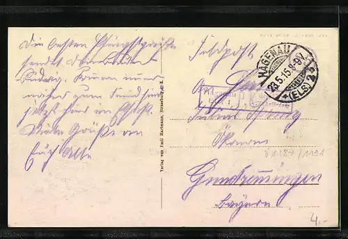 AK Hagenau, Stadt aus der Vogelschau