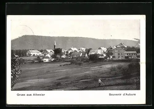 AK Altweier, Blick über Wiesen auf den Ort