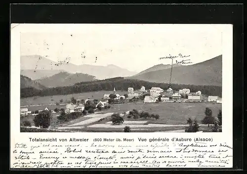 AK Altweier, Ortsansicht gegen die Berge