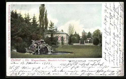 AK Colmar i. Els., Wasser-Grotte in den Marsfeld-Anlagen