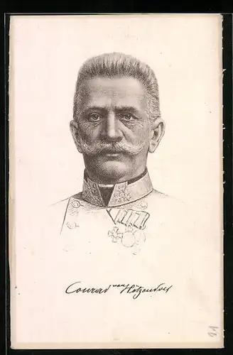 Seiden-AK Österreichischer Heerführer Conrad Hötzendorf