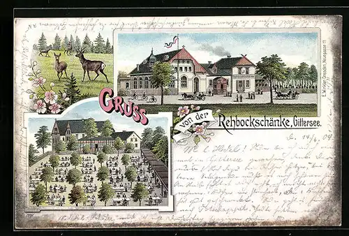 Lithographie Gittersee, Gasthaus Rehbockschänke