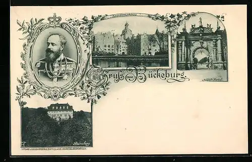 AK Bückeburg, Residenzschloss, Fürst Georg zu Schaumburg-Lippe, Arensburg