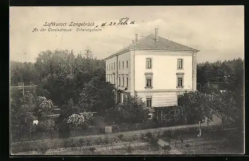 AK Langebrück i. Sa., An der Carolastrasse mit Erholungsheim