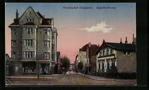 AK Cuxhaven, Blick in die Schifferstrasse