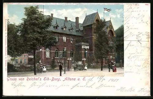 AK Hamburg-Altona, Gasthaus Reichel`s Elb-Burg mit Terrasse