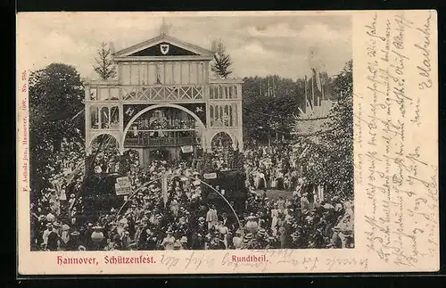 AK Hannover, Schützenfest - Partie am Rundtheil mit zahlreichen Besuchern