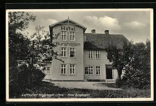 AK Wolfshagen /Harz, Hotel Burghagen - Gebäudeansicht