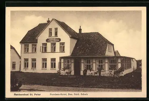 AK St. Peter /Nordsee, Nordsee-Hotel - Gebäudeansicht mit Garten