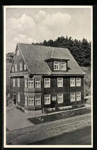 AK Braunlage /Harz, Hotel Haus Hampel in der Harzburger Strasse 17a aus der Vogelschau