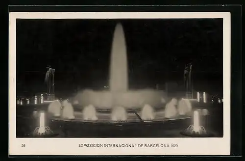 AK Barcelona, Exposicion Internacional 1929, Fuente Magica