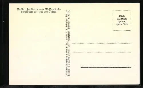 AK Berlin, Funkturm und Messegelände, Fliegeraufnahme