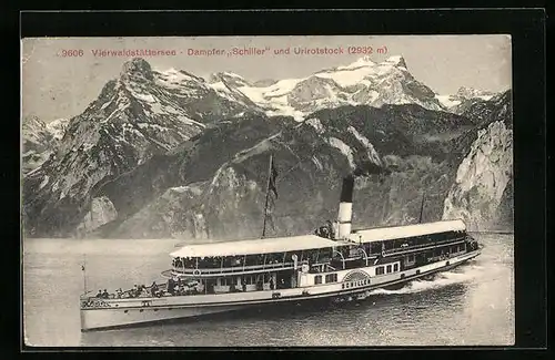 AK Dampfer Schiller auf dem Vierwaldstättersee und Urirotstock