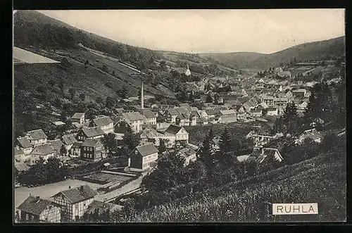 AK Ruhla, Ortsansicht aus der Vogelschau