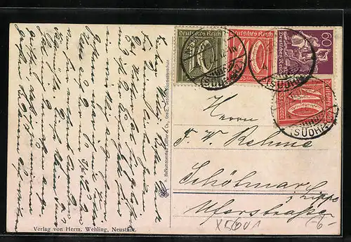 AK Neustadt i. Südharz, Ortsansicht mit Schule