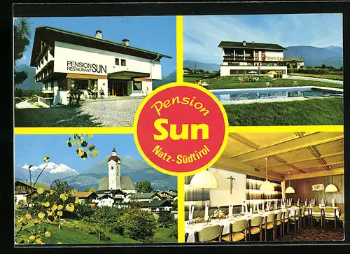 AK Natz bei Brixen, Pension Sun mit Swimming Pool, Ortsansicht