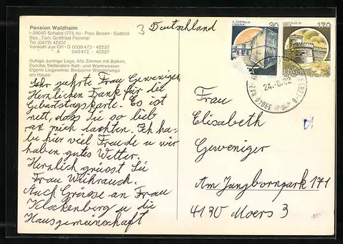 AK Schabs, Pension Waldheim