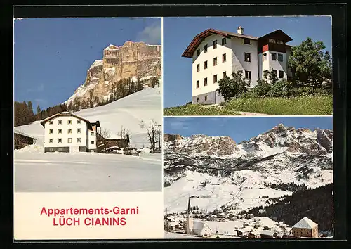 AK La Villa /Alta Badia, Appartements-Garni Lüch Cianins, Ortsansicht im Winter